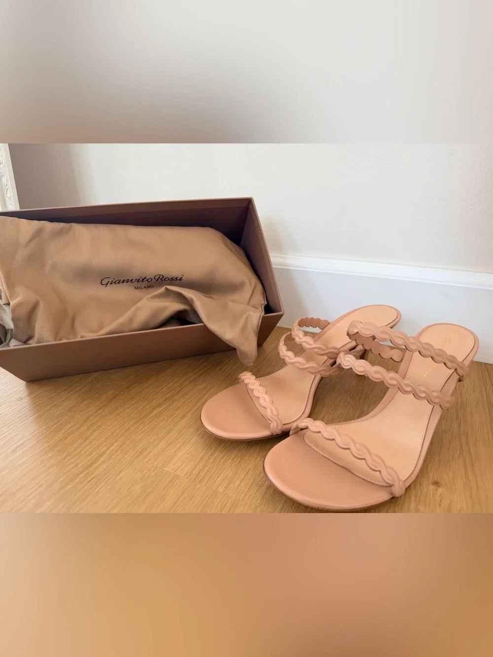 NIB ✨ GIANVITO ROSSI Kay Napa Peach Heel Sandals 9.5 $795